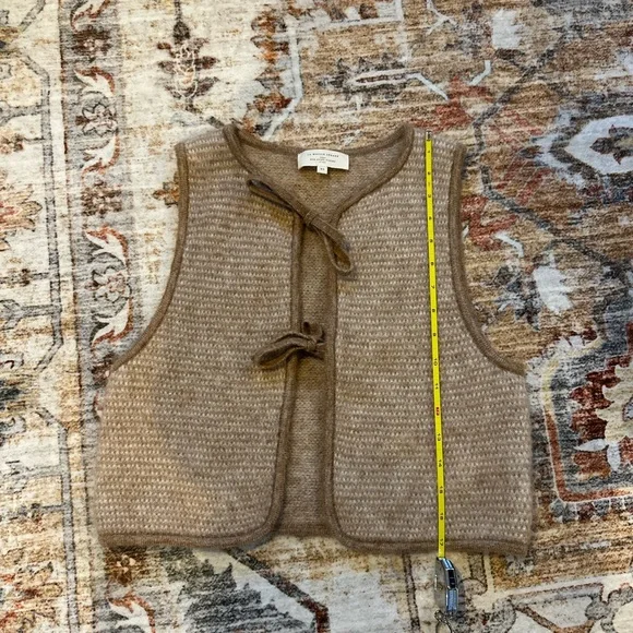 Sezane Pepy Tie Cardigan Vest XS Mottled Beige - Picture 6 of 10
